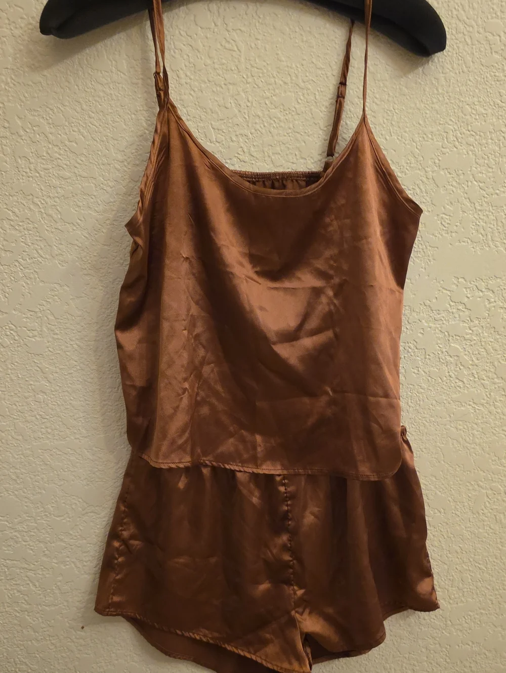 Silky Brown Satin Cami & Short Sleep Set